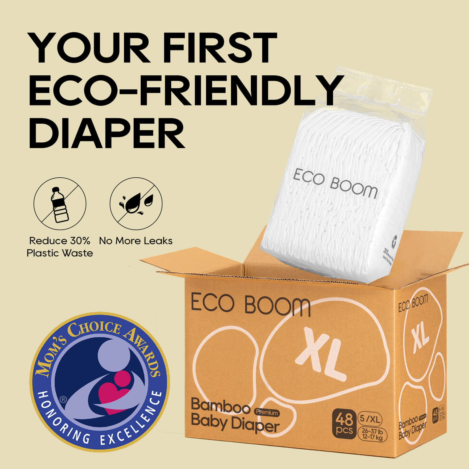 ECO BOOM Bamboo Baby Diapers in bamboo viscose - Inside View