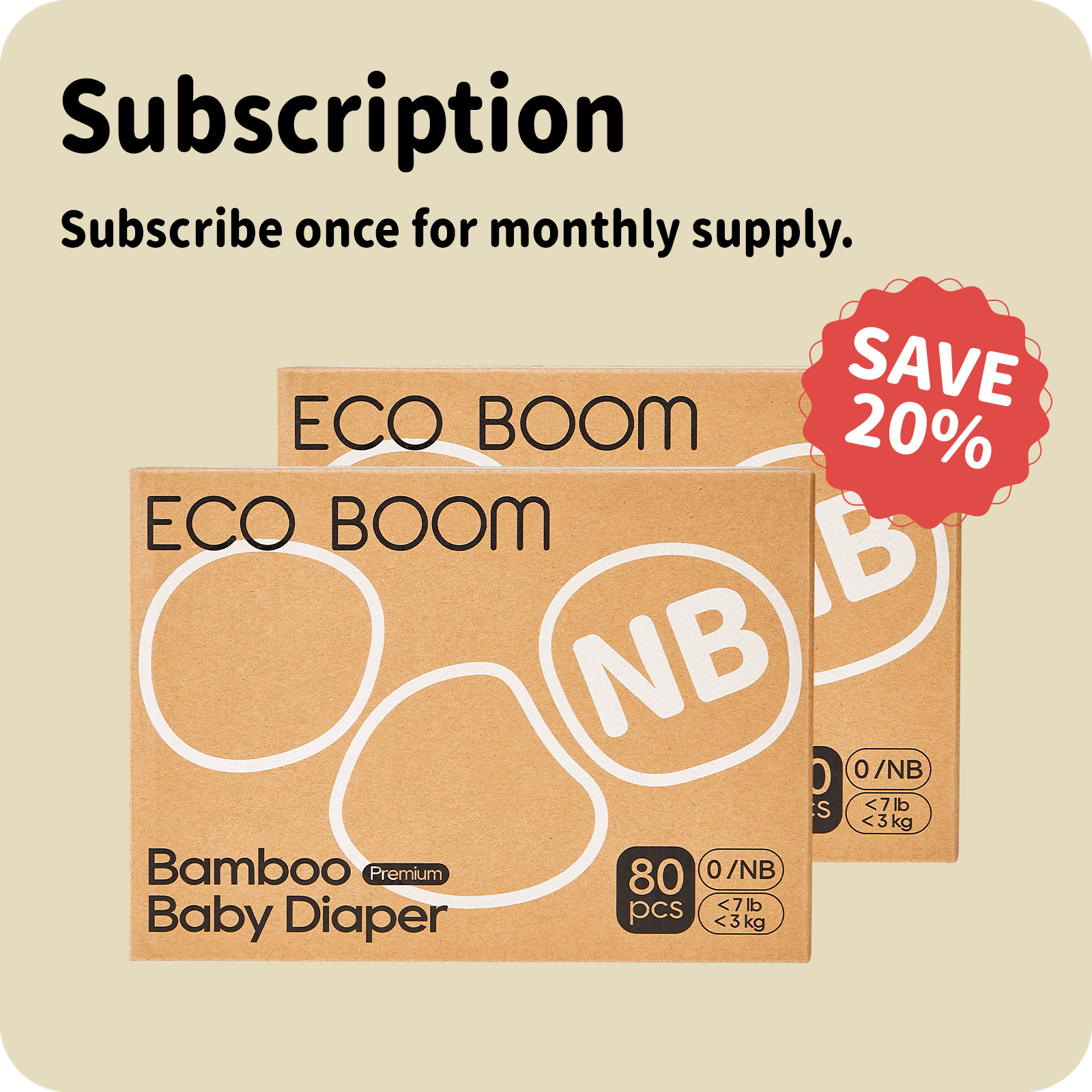 ECO BOOM Bamboo Baby Diapers Subscription in bamboo viscose - Size NB