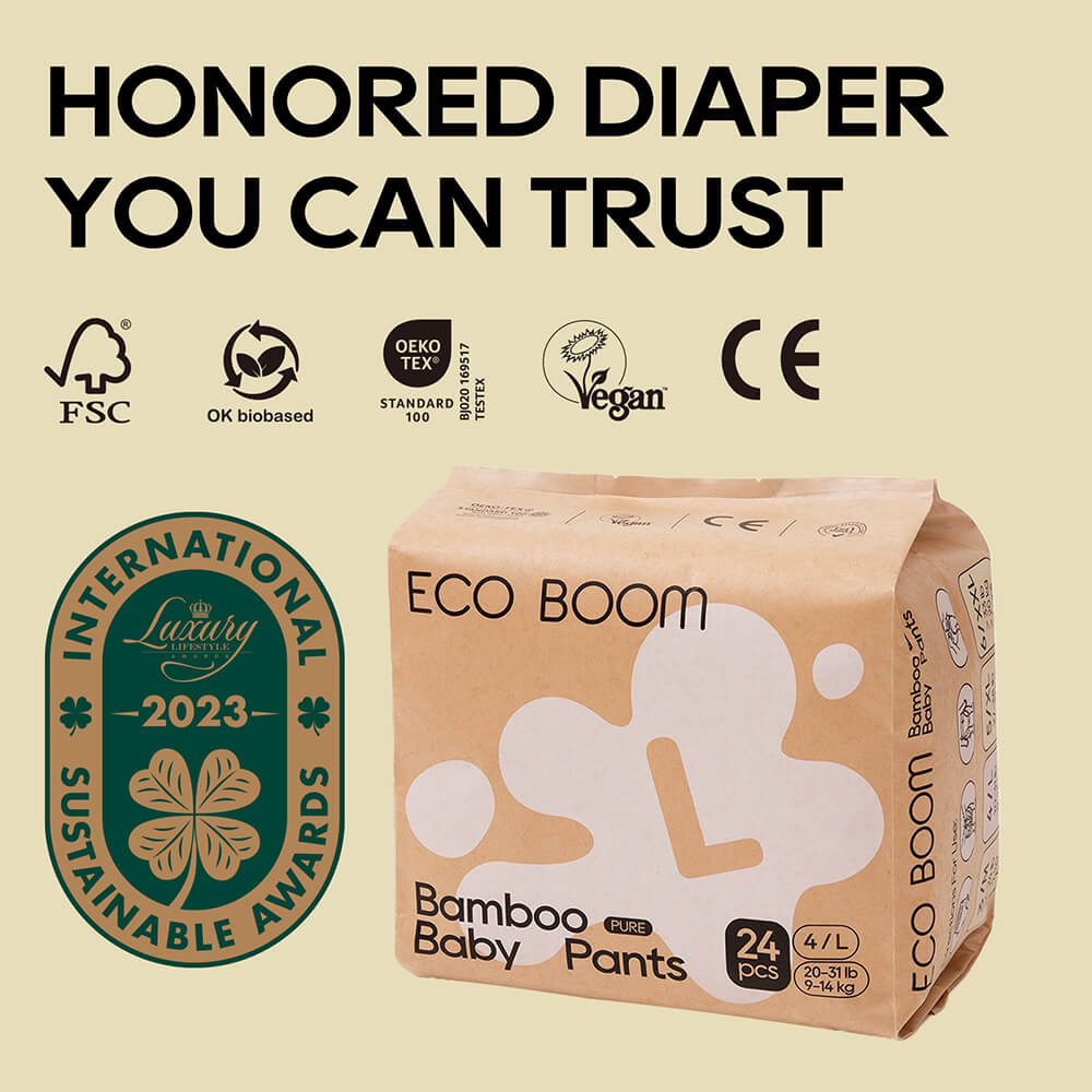 ECO BOOM Bamboo Baby Pants in bamboo viscose - Certificate Image