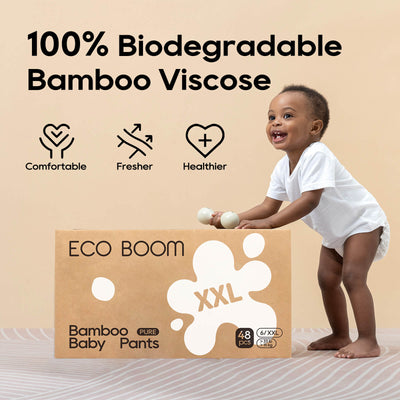 ECO BOOM Bamboo Baby Pants Subscription in bamboo viscose - Model Holding Front View